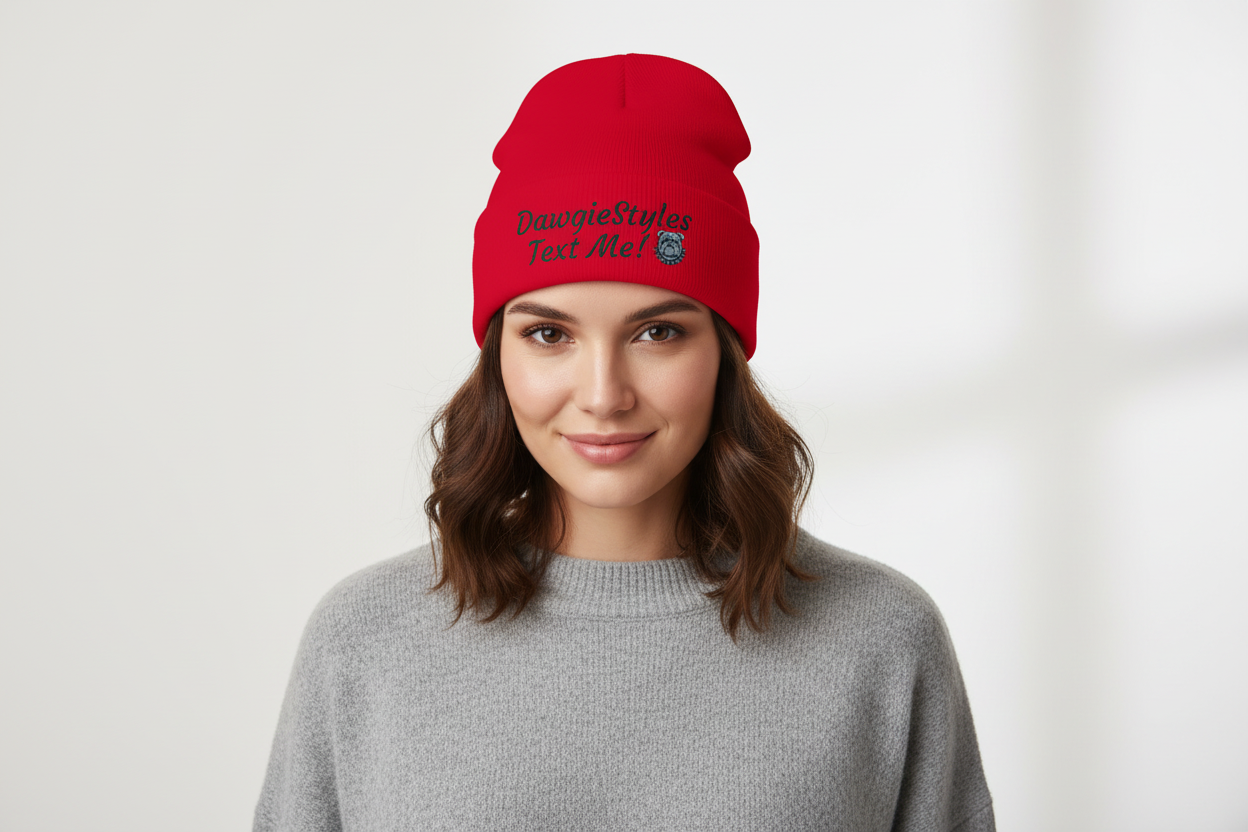 Embroidered Knit Beanie — DawgieStyles Logo Winter Hat