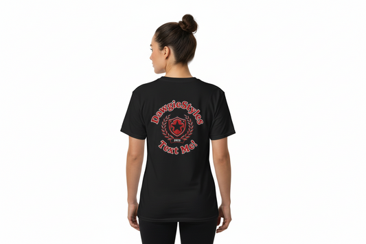 T-Shirt — 'DawgieStyles Text Me!' Crest Graphic Tee