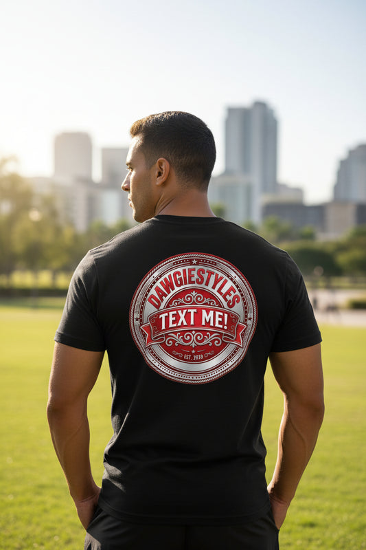 Men's Polyester T-Shirt — Minimal 'Dawgietyles' Logo Chest Tee